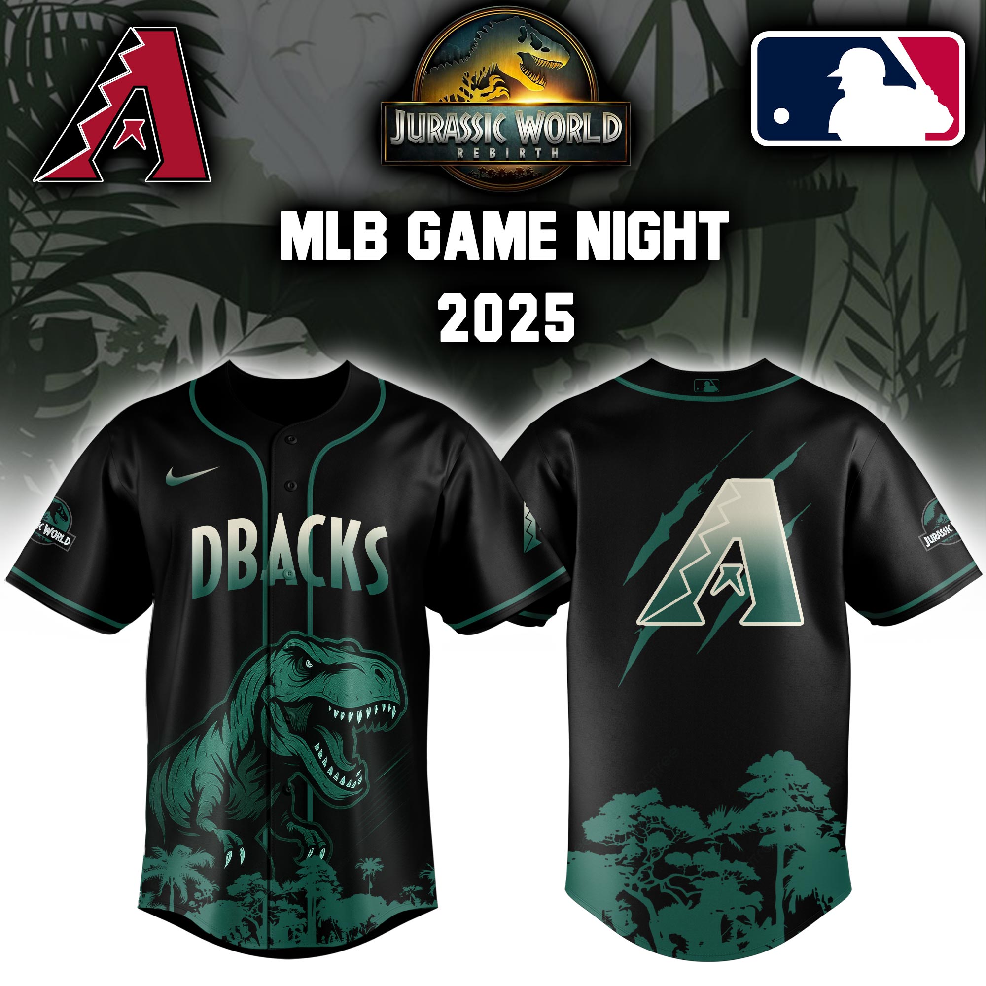 Arizona Diamondbacks X Mlb Jurassic World Baseball Jersey