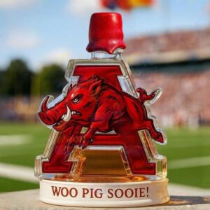Alternative view of Arkansas Razorbacks Whiskey Bottle Premium Home Decor Display