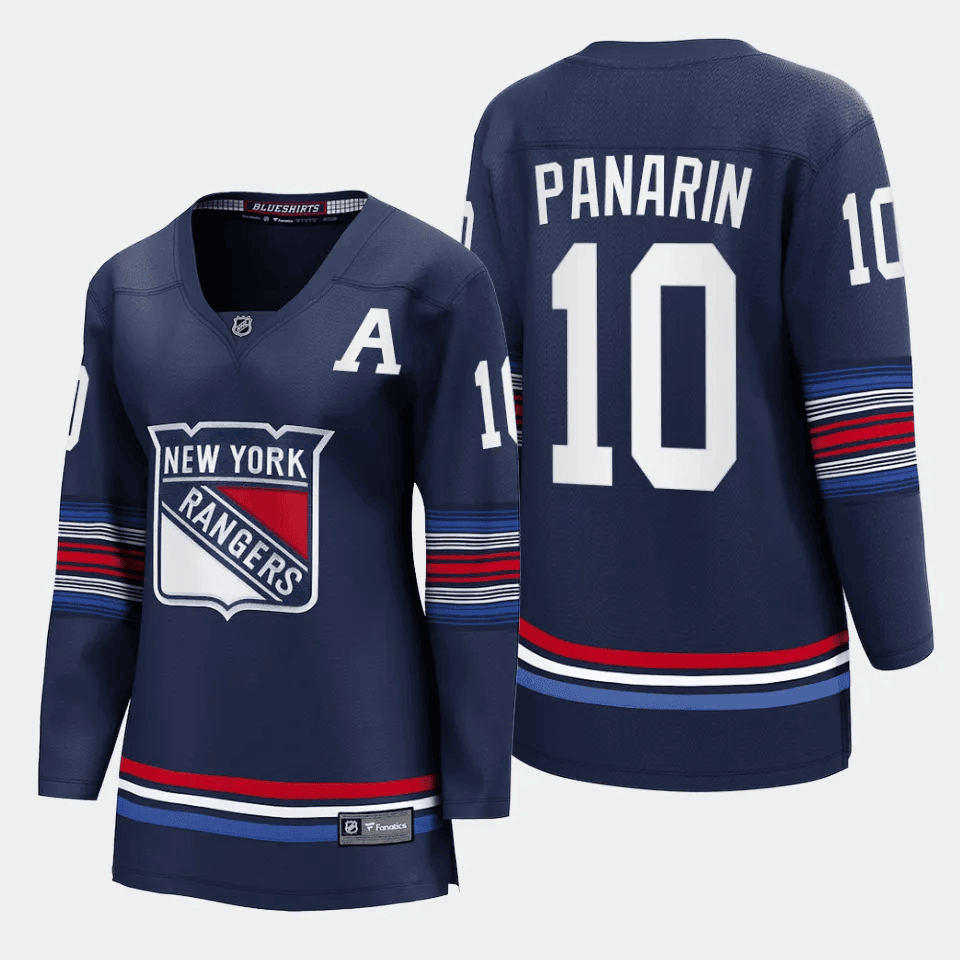 Alternative view of Artemi Panarin 10 New York Rangers Women Alternate Premier Breakaway Hockey Jersey - Navy - JS263 