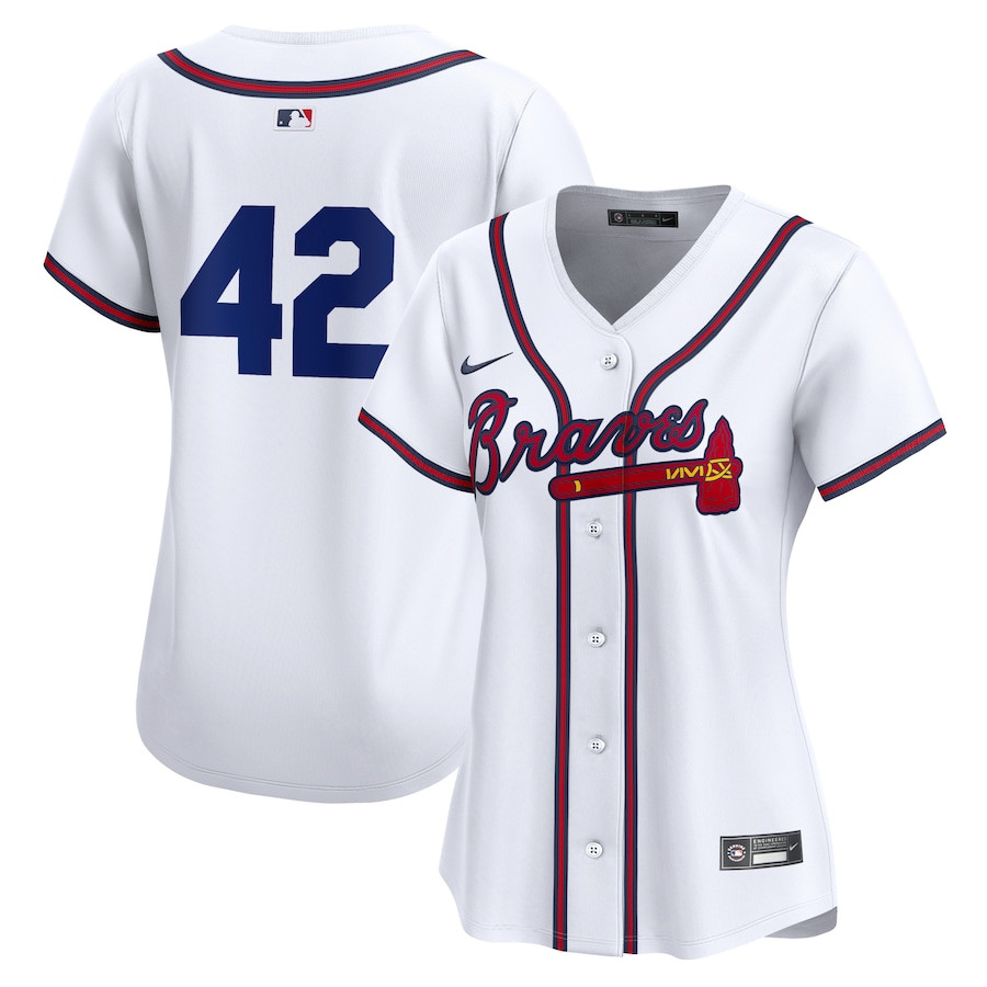 Atlanta Braves 2024 Jackie Robinson Day Home Limited Women Baseball Jersey - White - JS794
