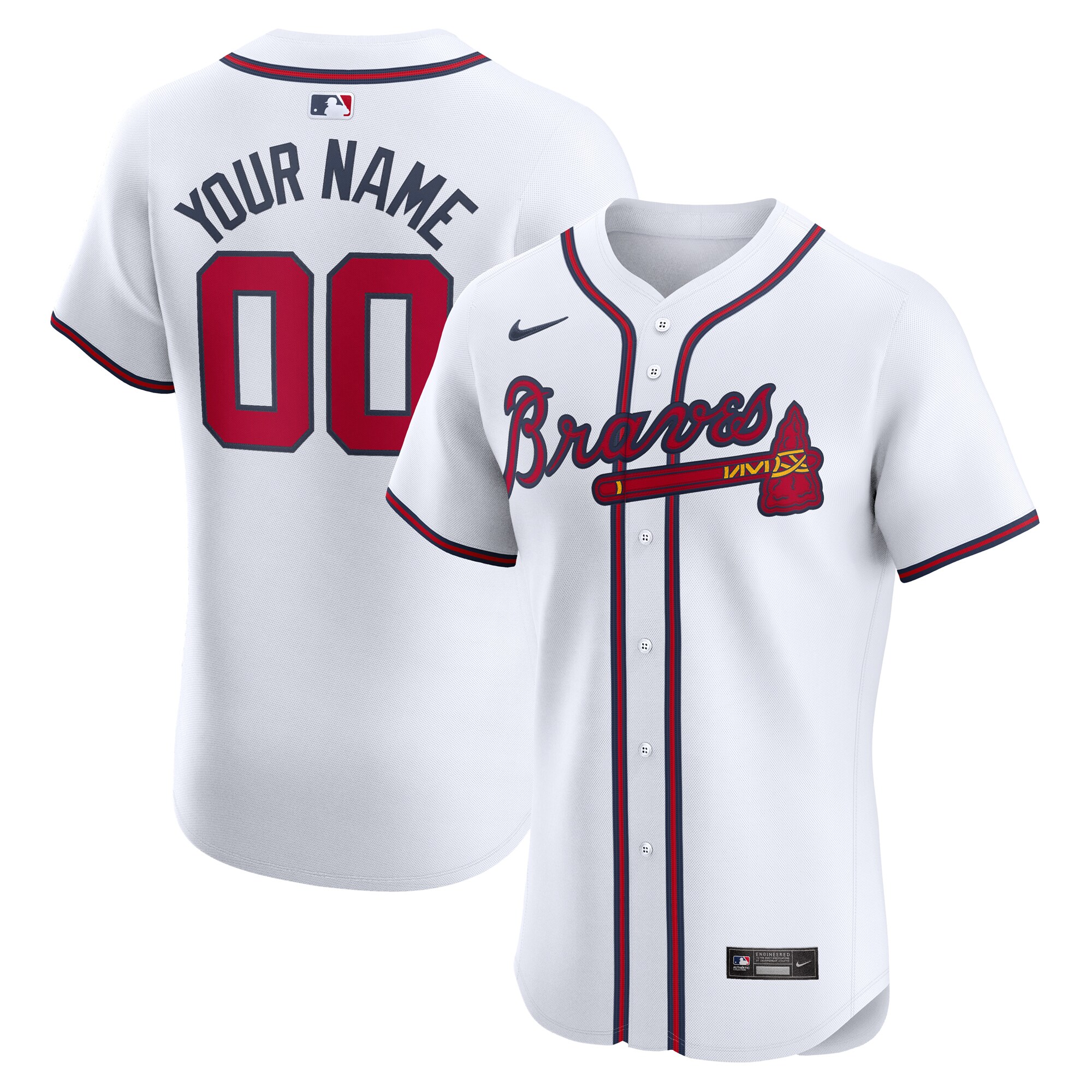 Atlanta Braves Home Elite Custom Baseball Jersey - White