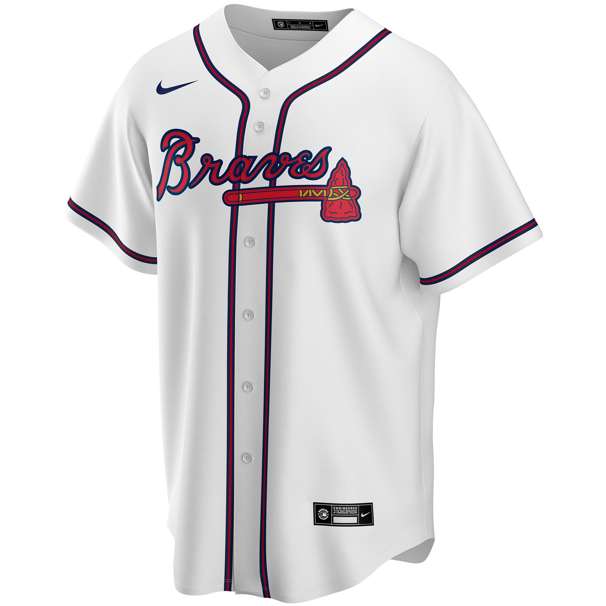 Alternative view of Atlanta Braves Home Replica Custom Baseball Jersey - White