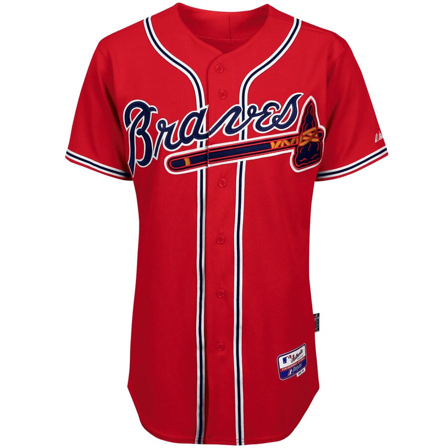 Alternative view of Atlanta Braves Majestic Big And Tall Cool Base Team Baseball Jersey - Red