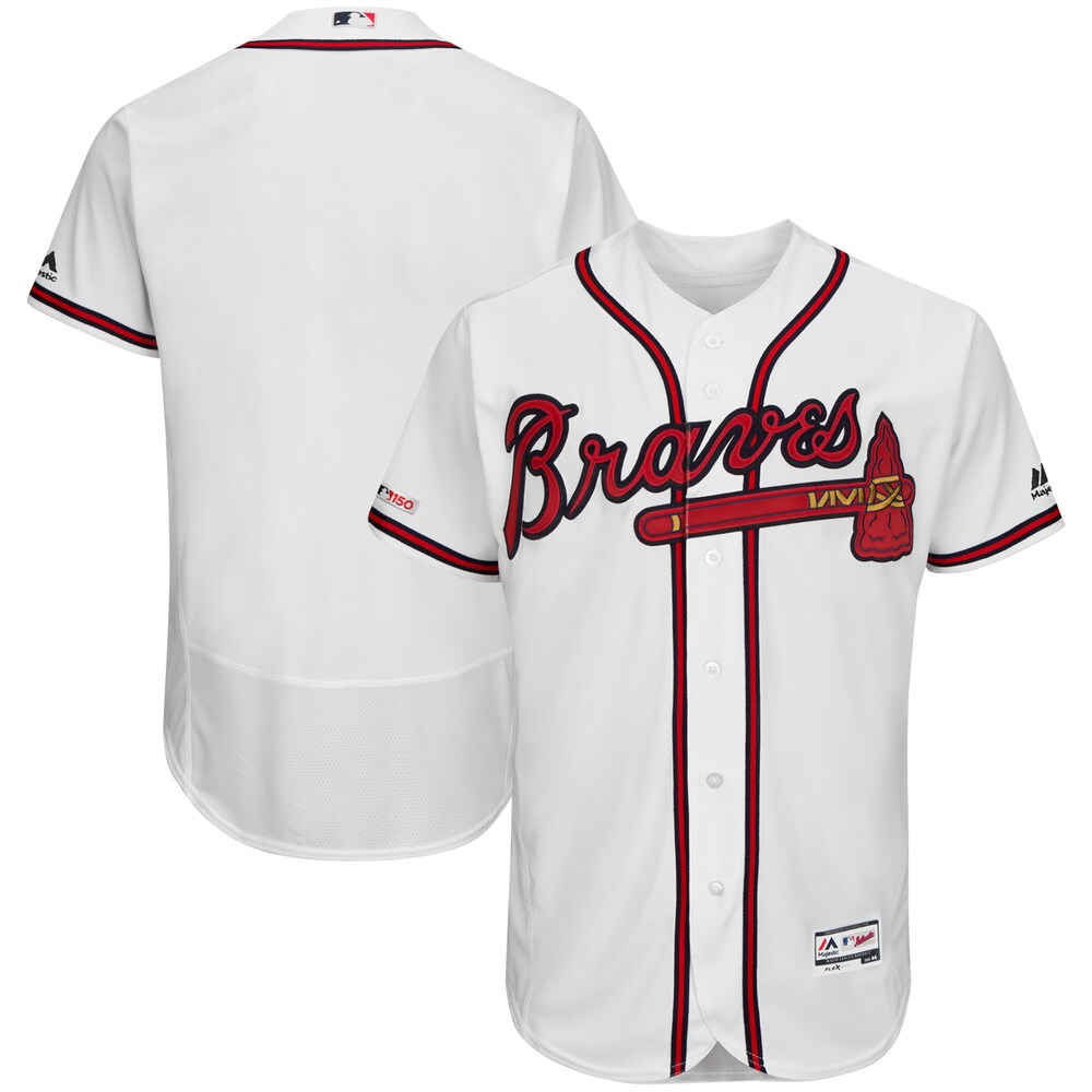 Atlanta Braves Majestic Home Flex Base Collection Team Baseball Jersey - White