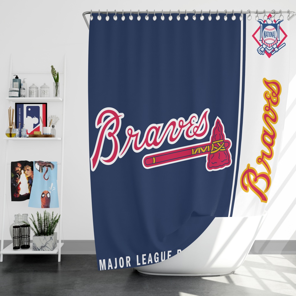 Atlanta Braves MLB Baseball National League Bath Shower Curtain - Custom Bedding Set