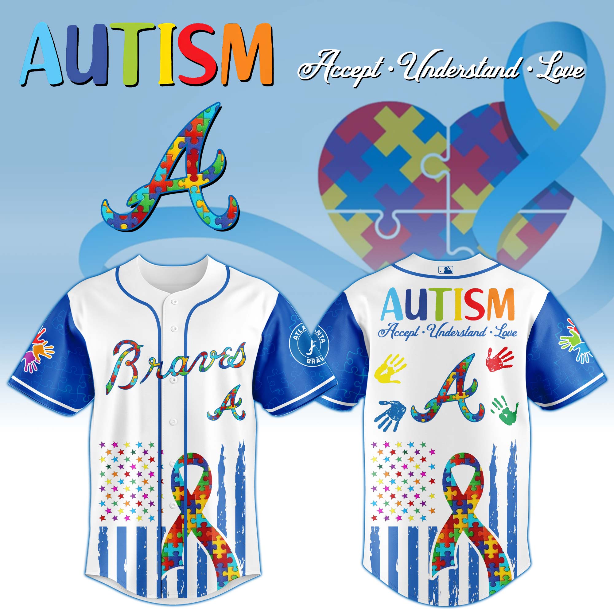 Atlanta Braves Mlb X Autism Awareness Month Baseball Jersey
