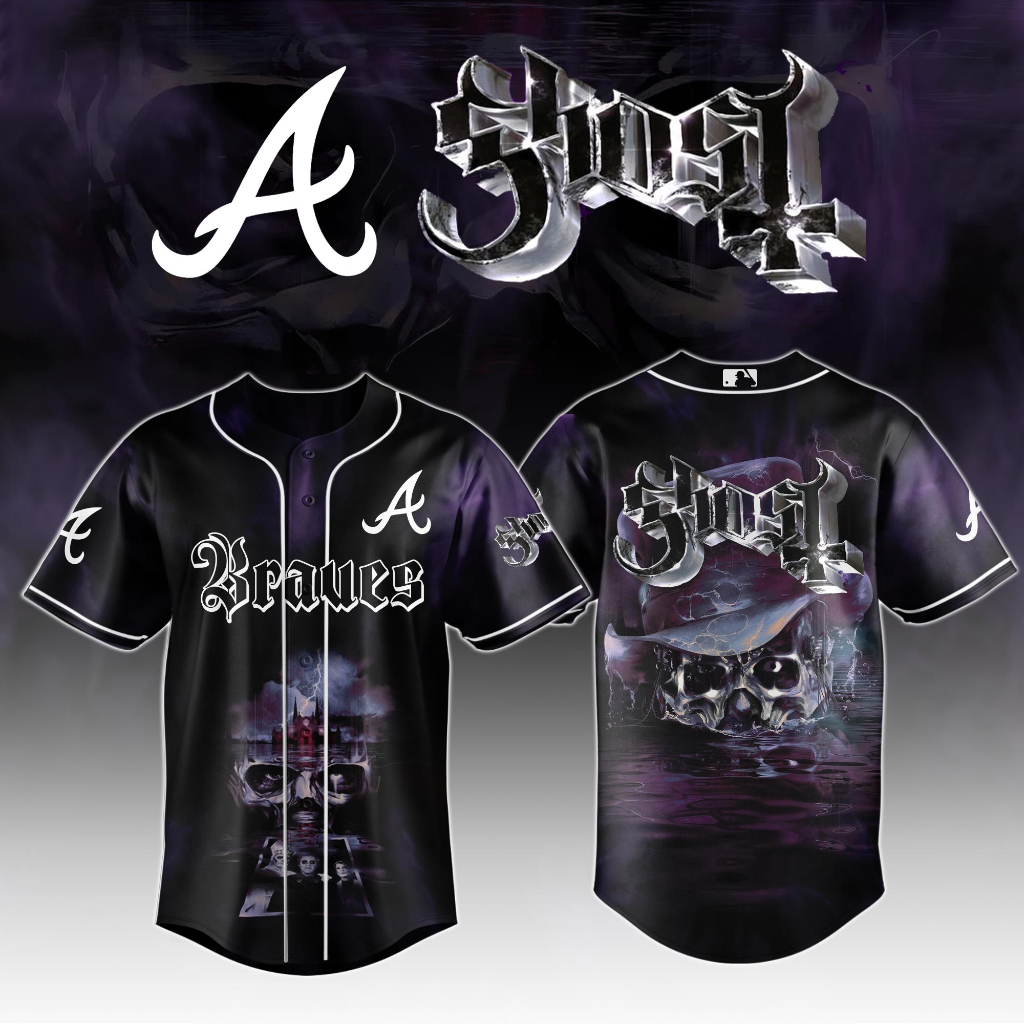 Atlanta Braves Mlb X Ghost Night Show Baseball Jersey