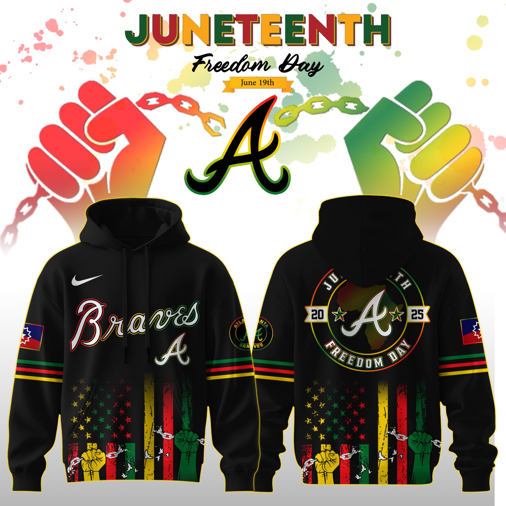 Atlanta Braves Mlb X Juneteenth Freedom Day Edition Custom Hoodie 2025