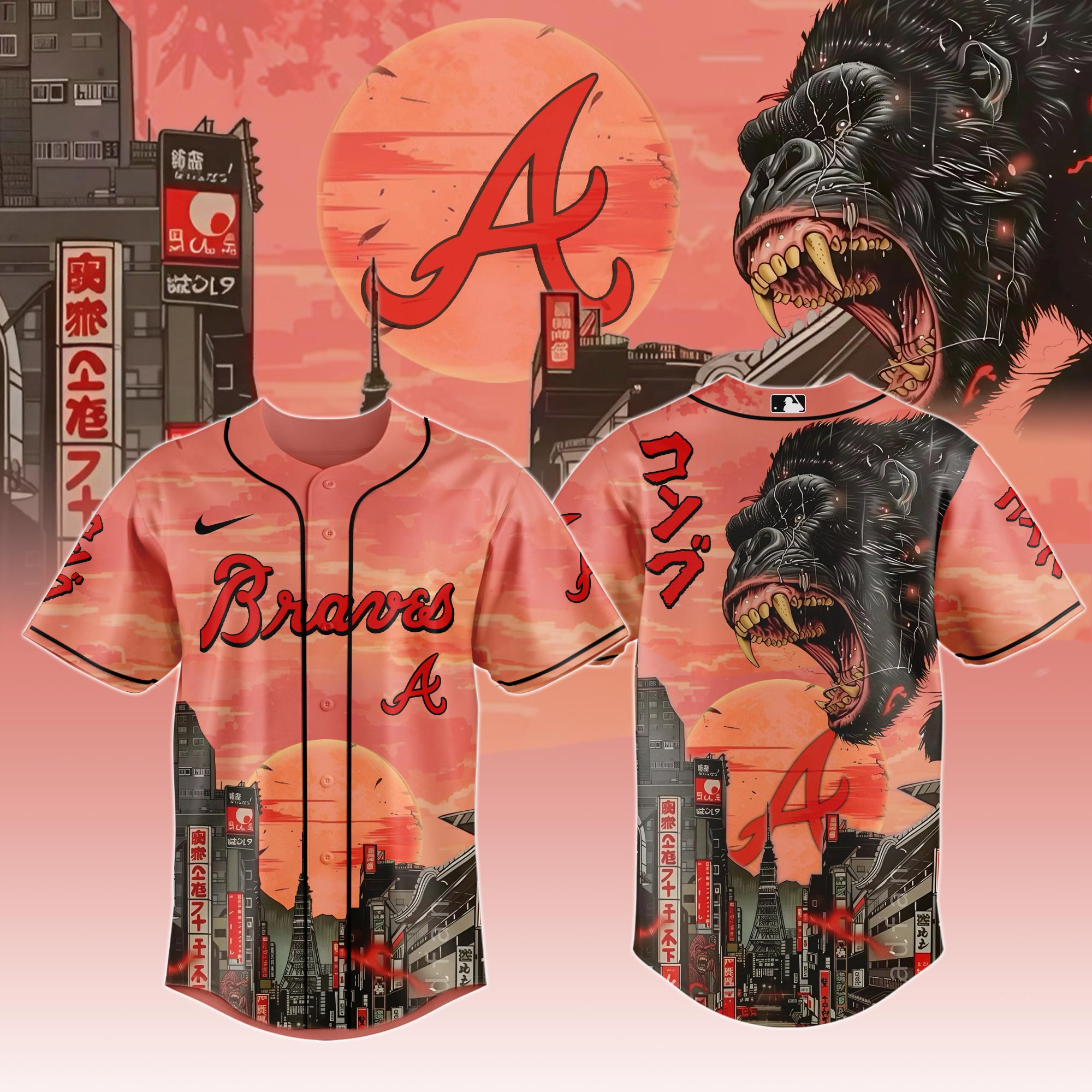 Atlanta Braves Mlb X Kong Collection 1 Baseball Jersey