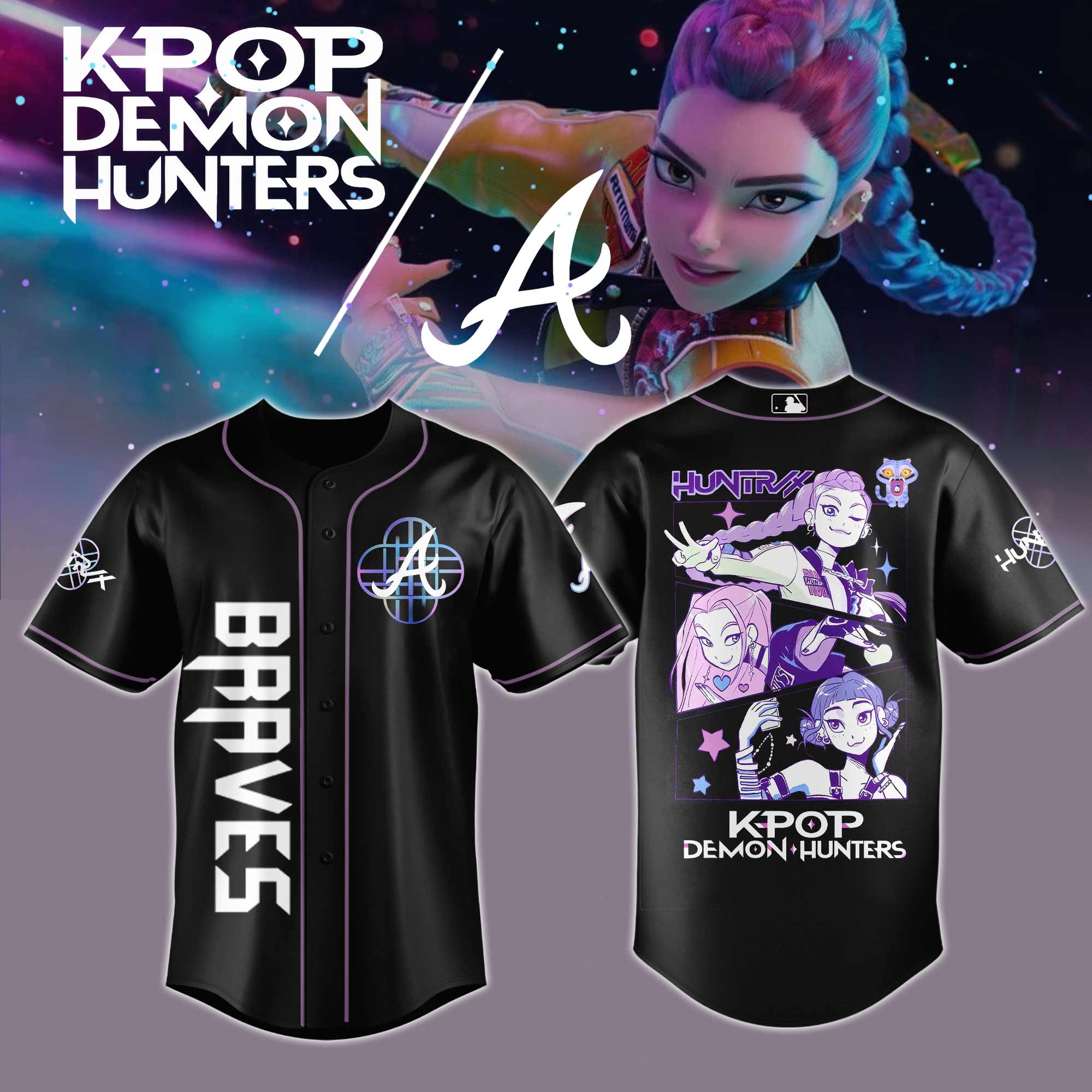 Atlanta Braves Mlb X Kpop Demon Hunters Baseball Jersey
