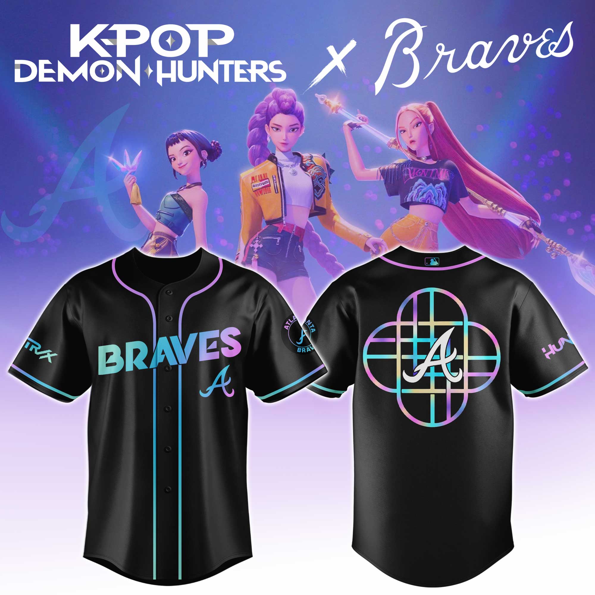 Atlanta Braves Mlb X Kpop Demon Hunters Huntrx Baseball Jersey