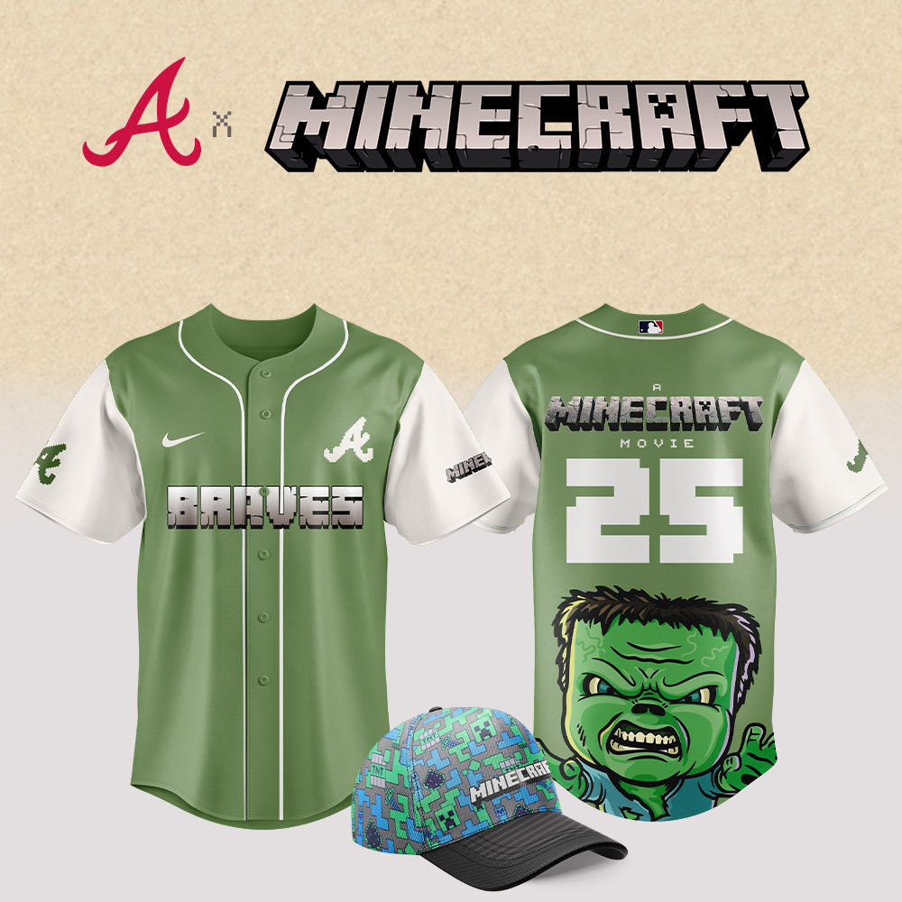 Atlanta Braves Mlb X Minecraft Movie Baseball Jersey