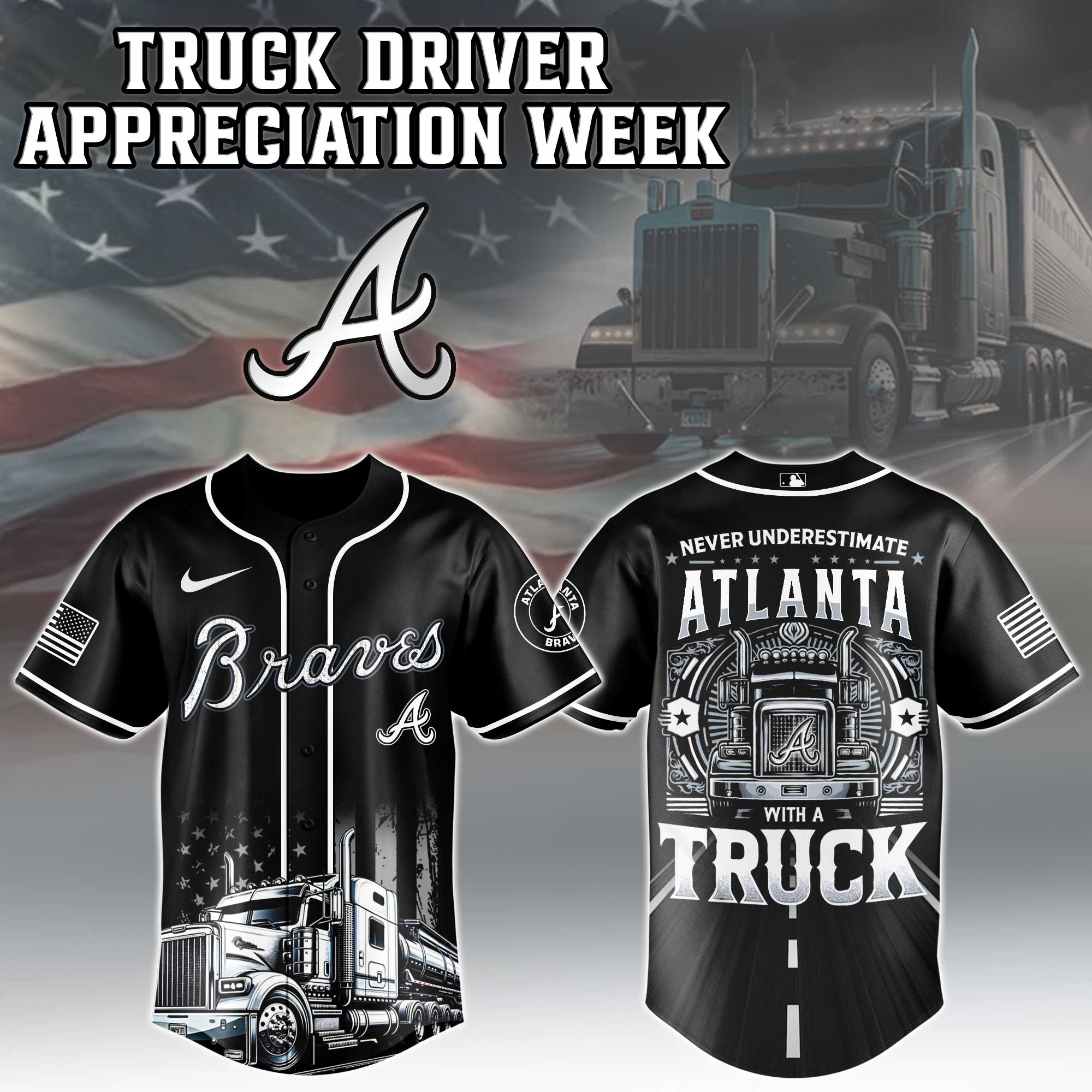 Atlanta Braves Mlb X Nation Truck Driver Appreciation Week Limited Edition Jersey 2025