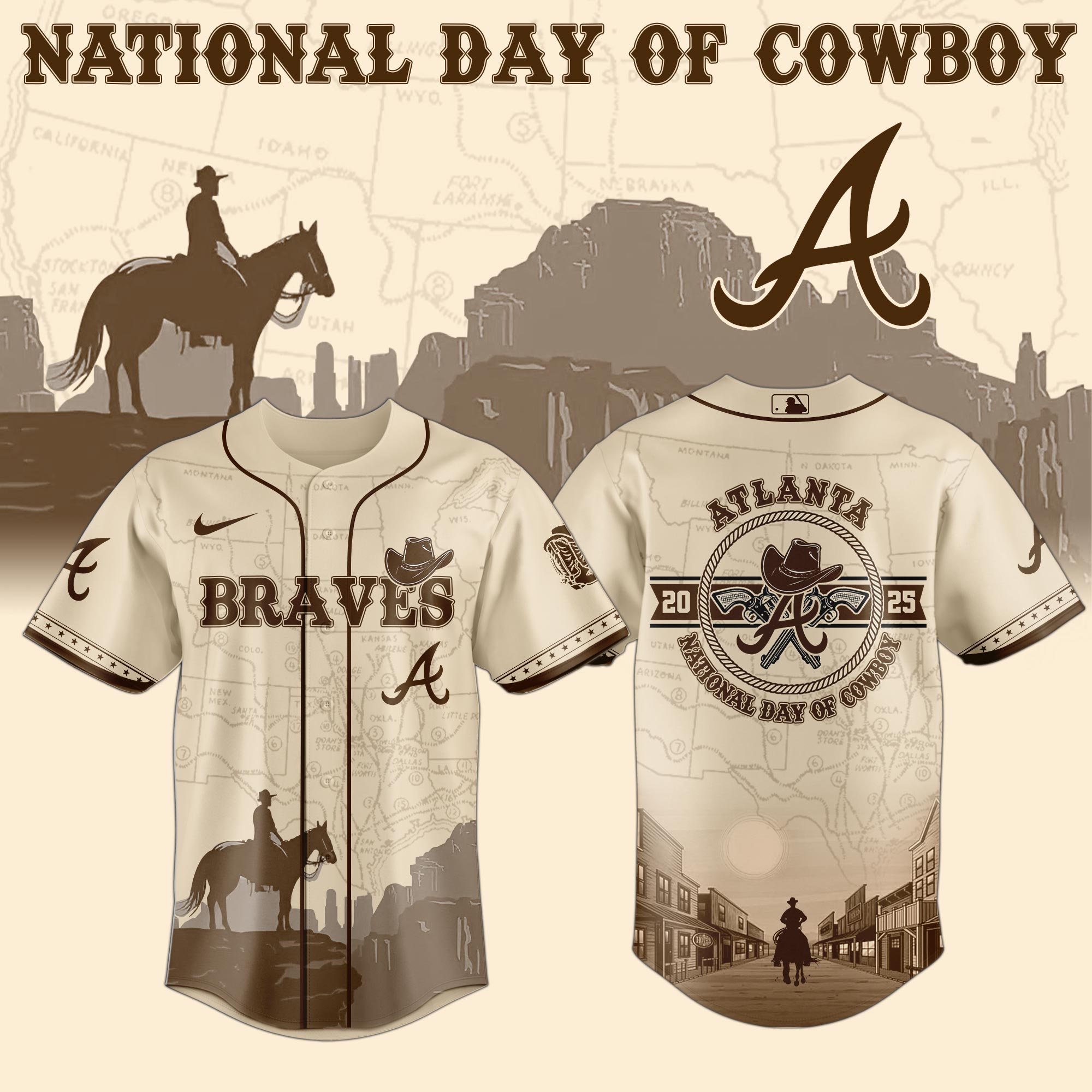 Atlanta Braves Mlb X National Day Of Cowboy Baseball Jersey