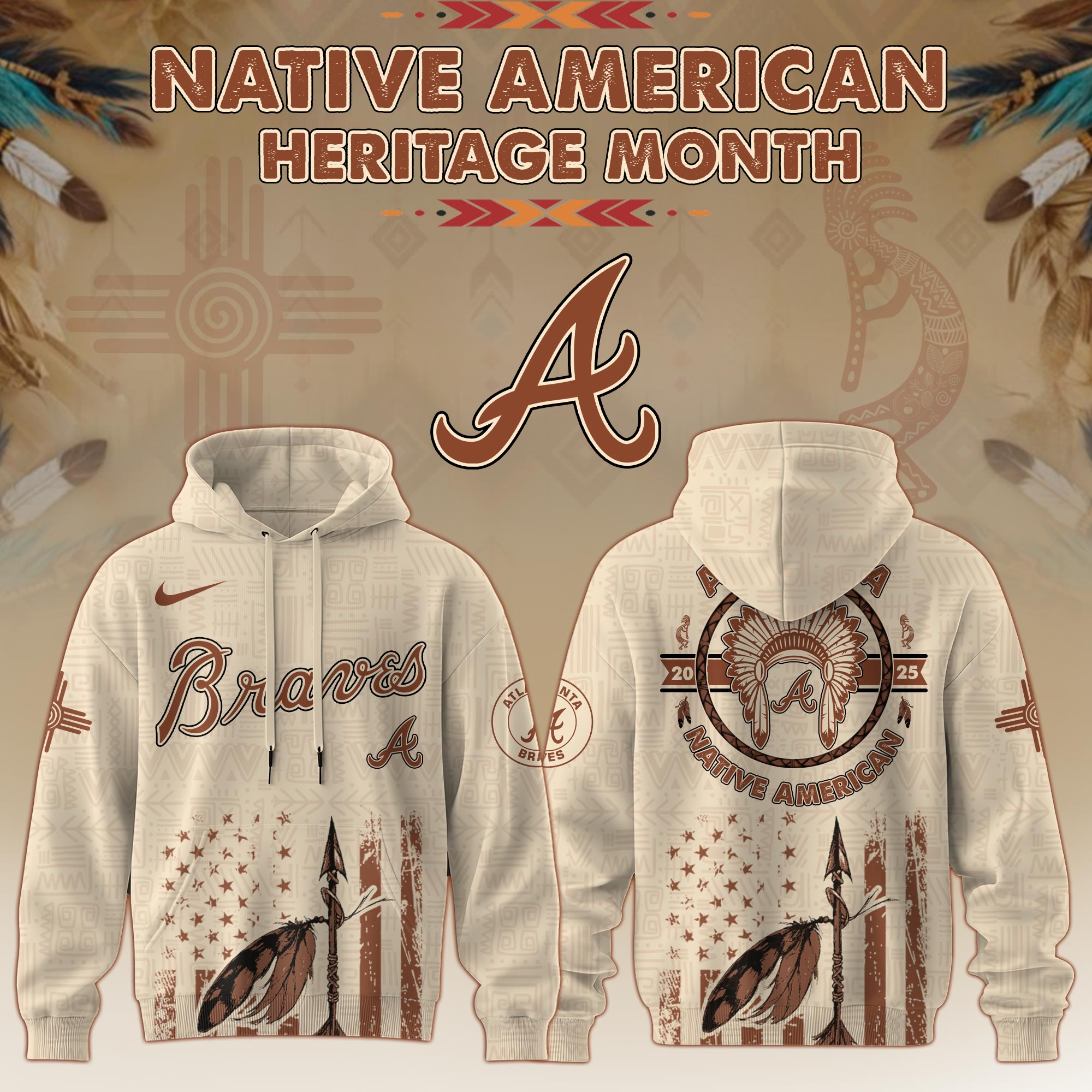 Atlanta Braves Mlb X Native American Heritage Month Mlb Collaboration Custom Hoodie