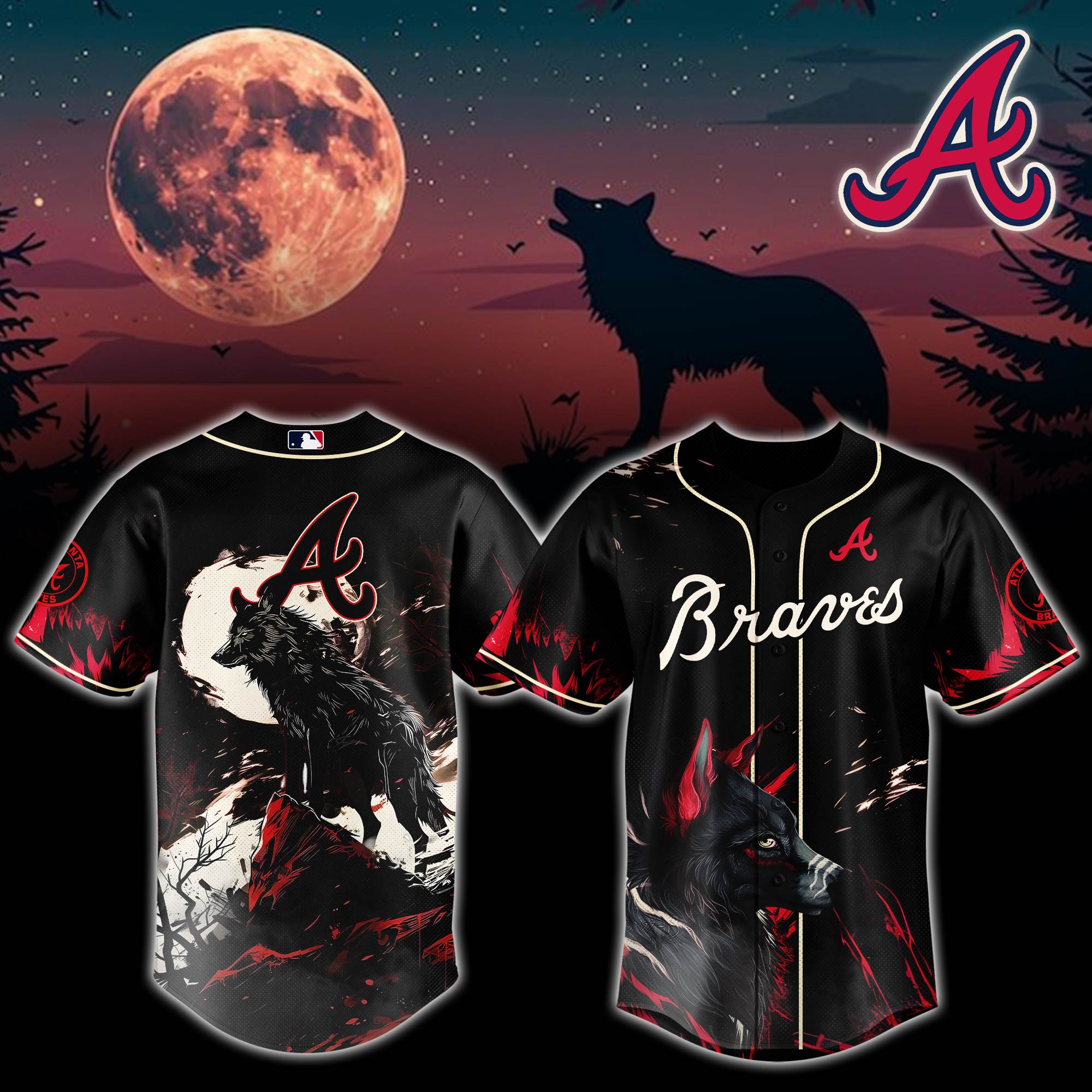 Atlanta Braves Mlb X Wolf Baseball Jersey