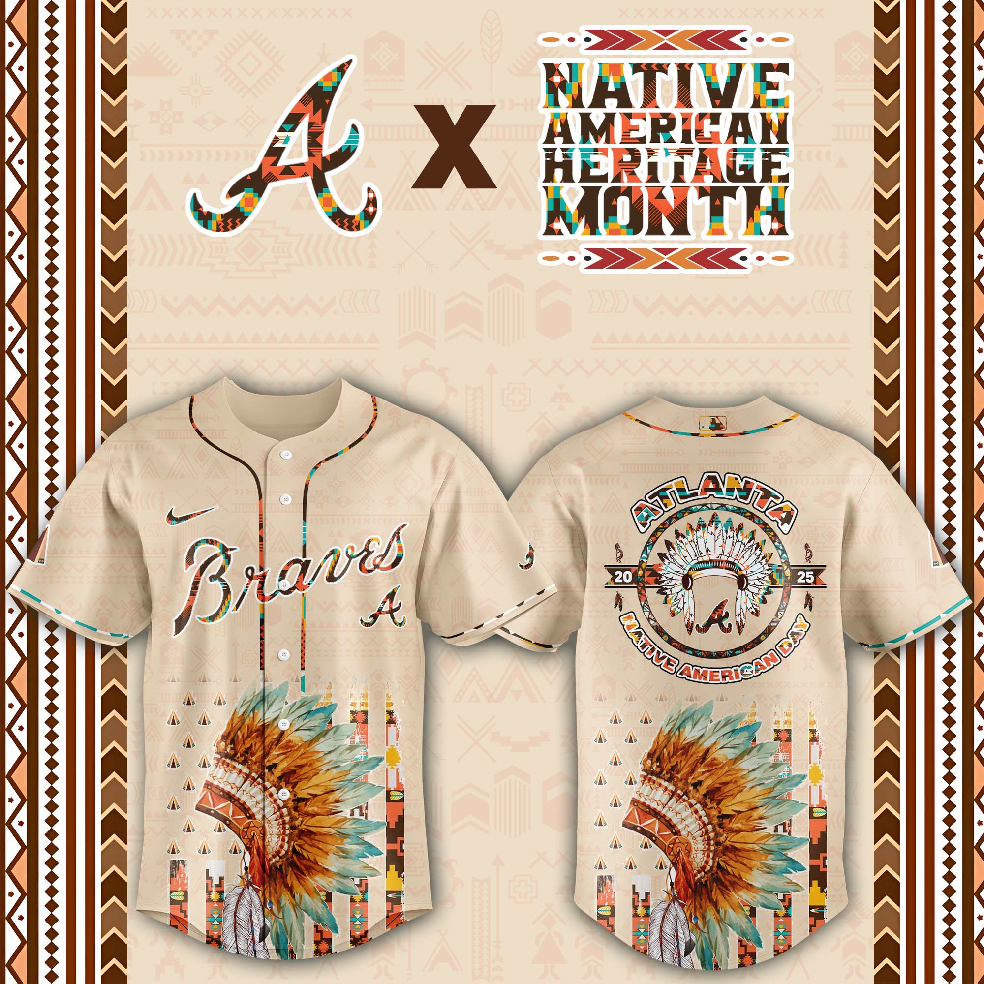 Atlanta Braves Native American Heritage Month Baseball Jersey