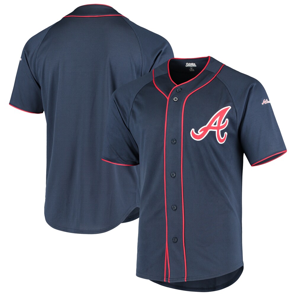 Atlanta Braves Stitches Team Color Full-button Baseball Jersey - Navy