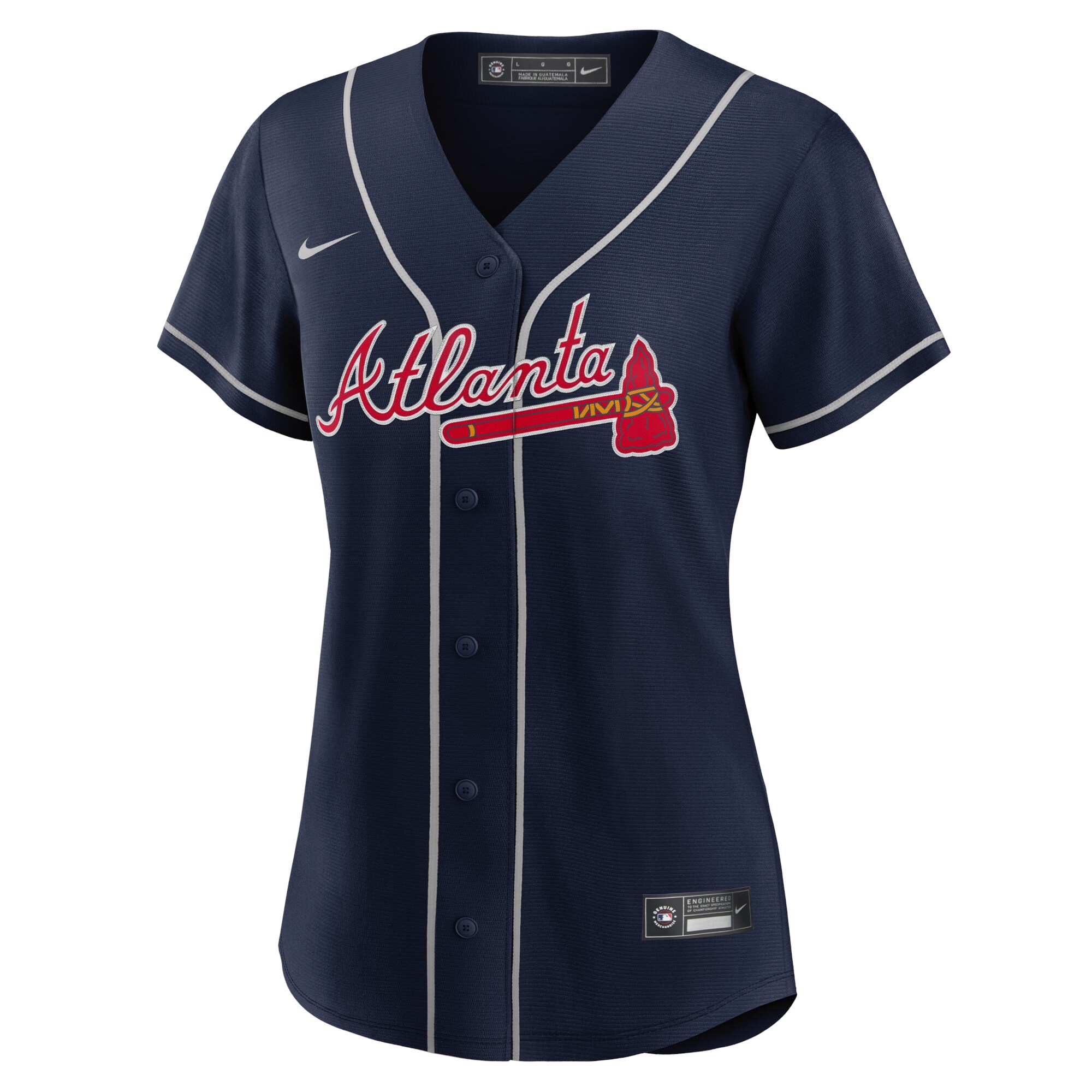 Alternative view of Atlanta Braves Women's Alternate Replica Team Baseball Jersey - Navy