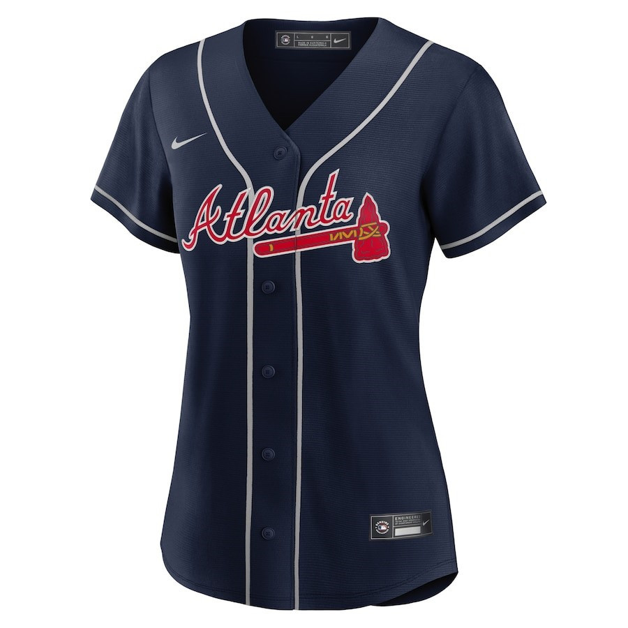 Alternative view of Atlanta Braves Women's Alternate Team Baseball Jersey - Navy - JS218