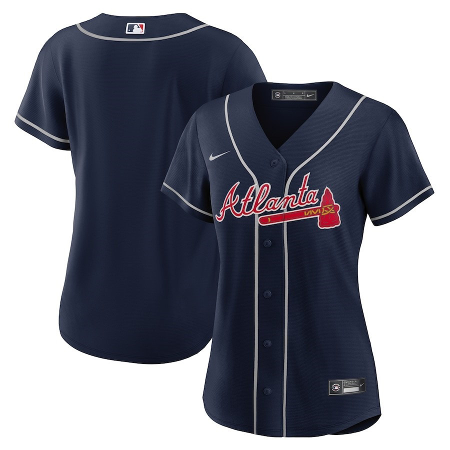 Atlanta Braves Women's Alternate Team Baseball Jersey - Navy - JS218