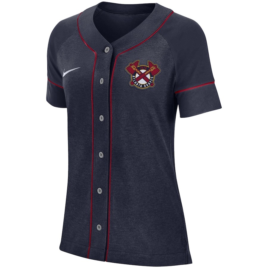Alternative view of Atlanta Braves Women's Classic Baseball Jersey - Navy