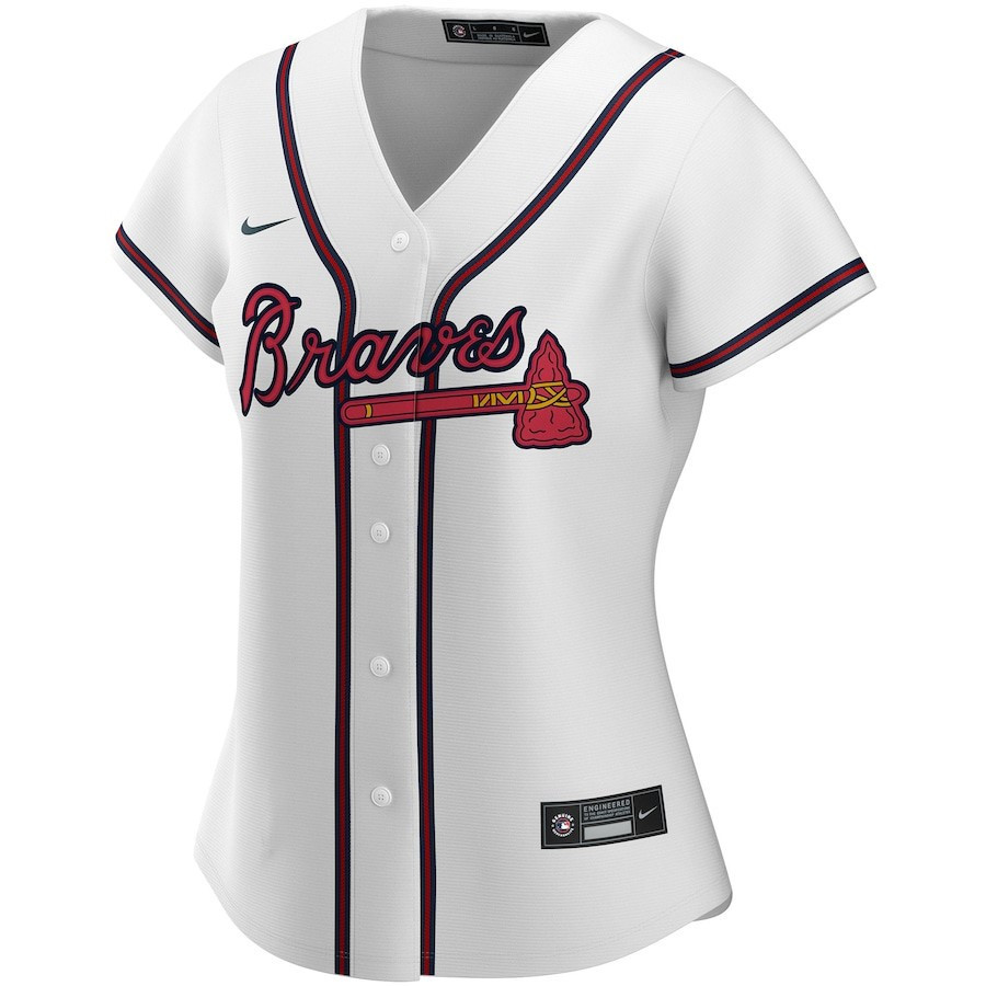Alternative view of Atlanta Braves Women's Home Custom Baseball Jersey - White - JS482