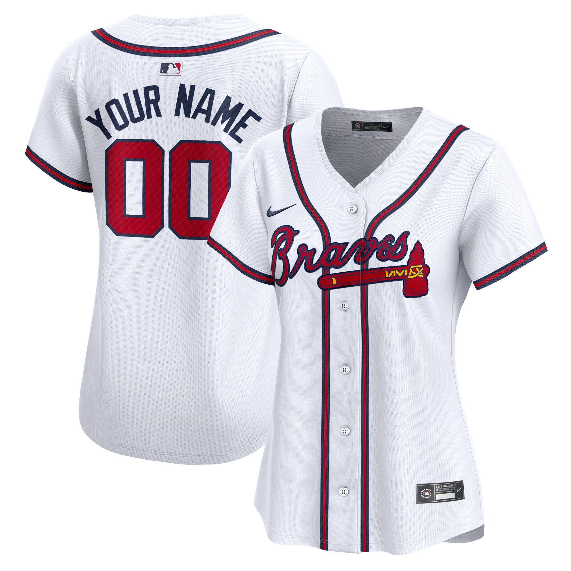 Atlanta Braves Women's Home Limited Custom Baseball Jersey - White