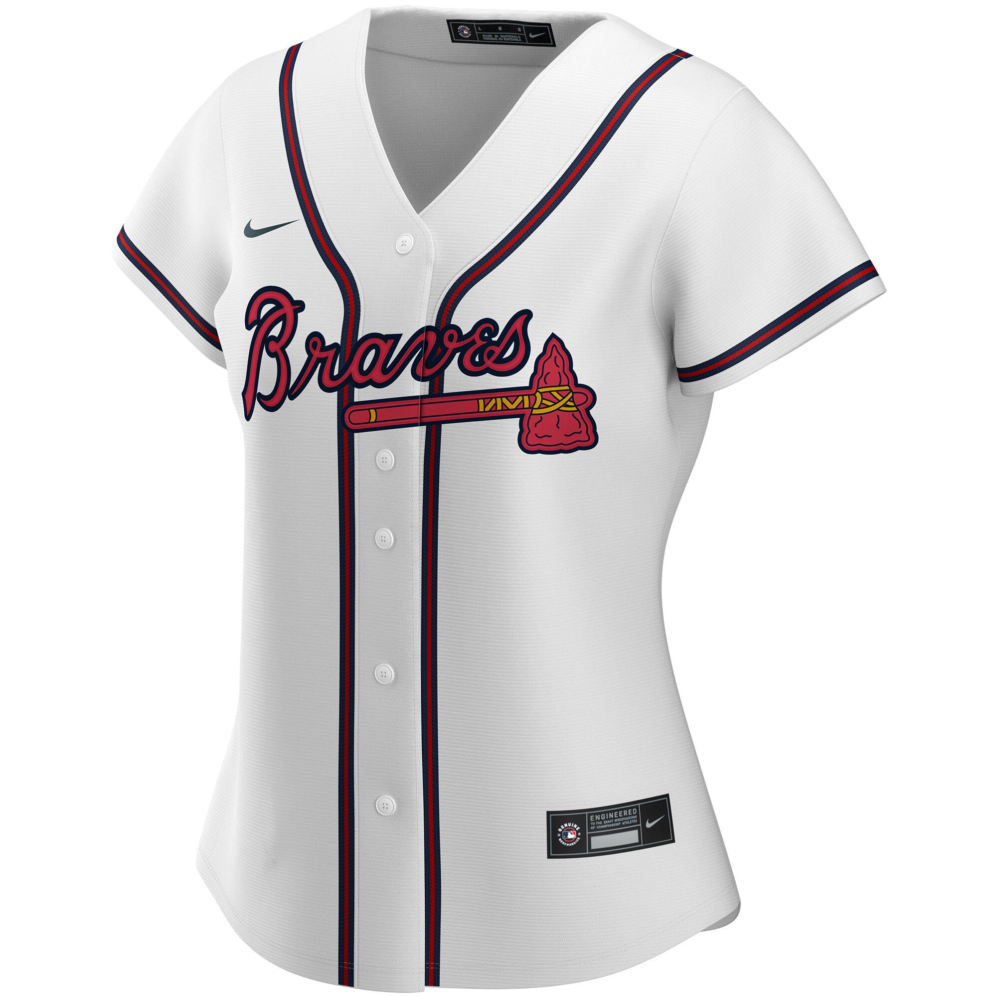Alternative view of Atlanta Braves Women's Home Replica Custom Baseball Jersey - White