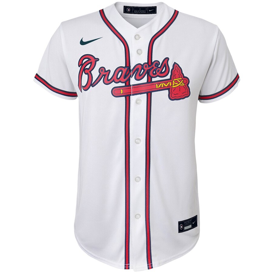 Alternative view of Atlanta Braves Youth Home 2020 Replica Team Baseball Jersey - White
