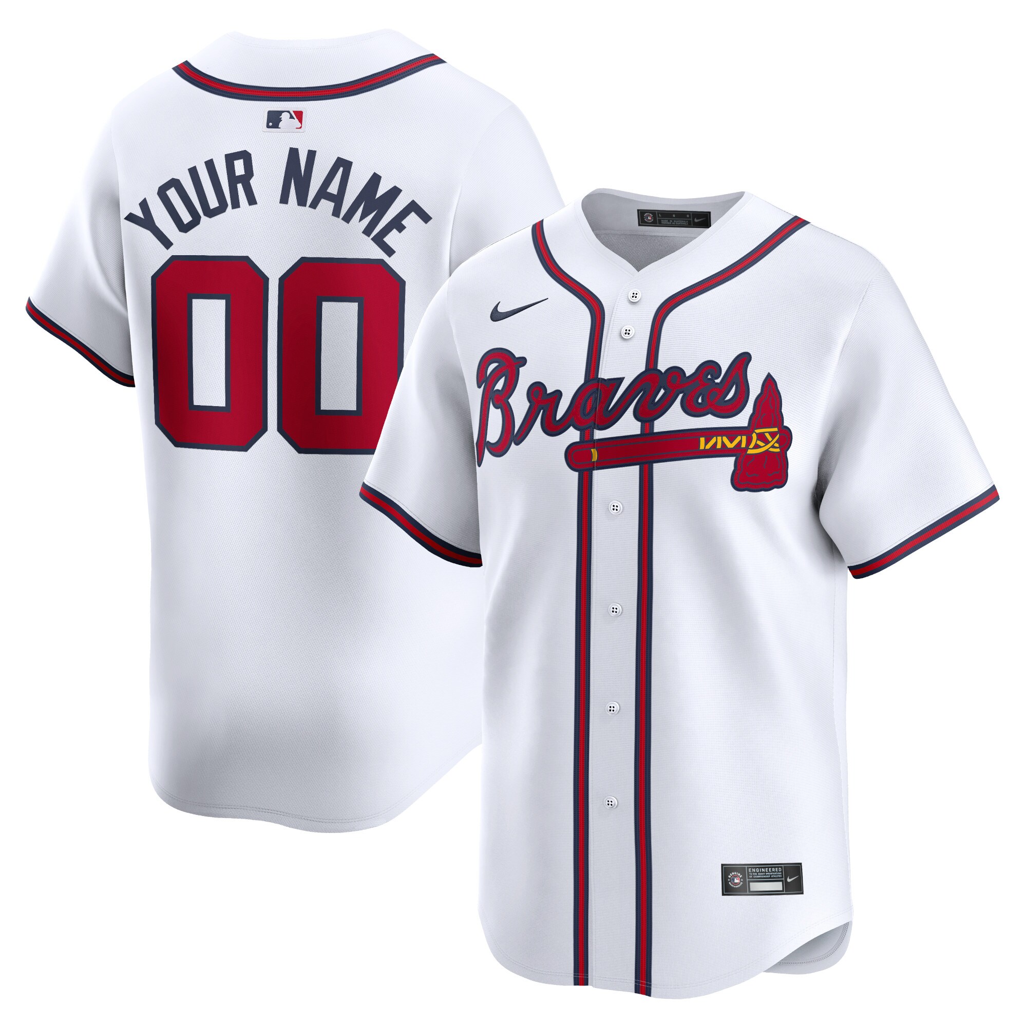 Atlanta Braves Youth Home Limited Custom Baseball Jersey - White