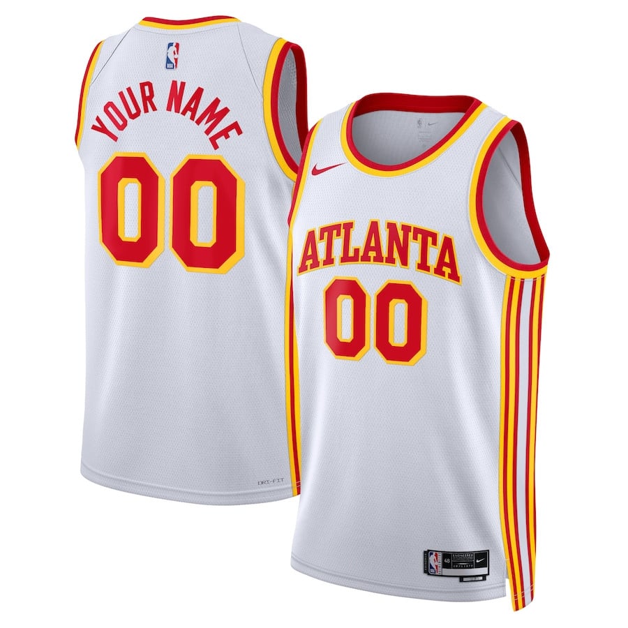 Atlanta Hawks 2023/24 Association Swingman Custom Men Basketball Jersey - White - JS266 