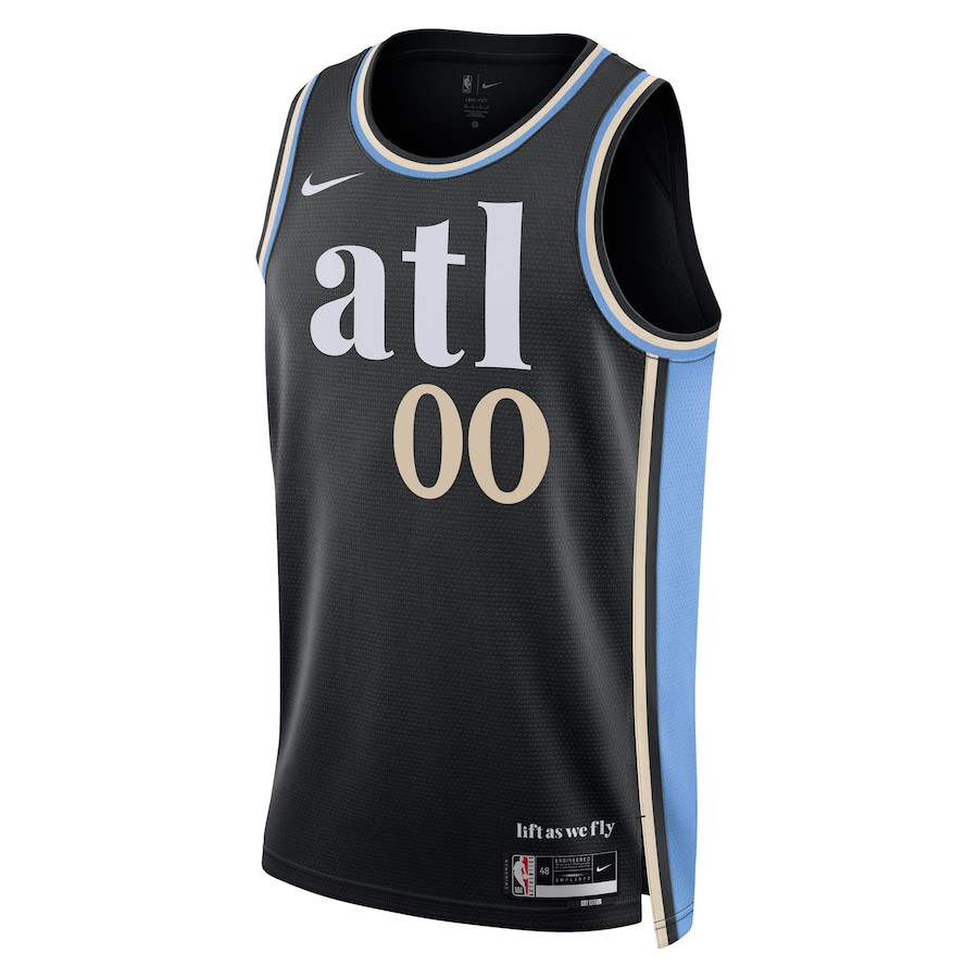 Alternative view of Atlanta Hawks 2023/24 City Edition Swingman Custom Basketball Jersey - Black - JS132 