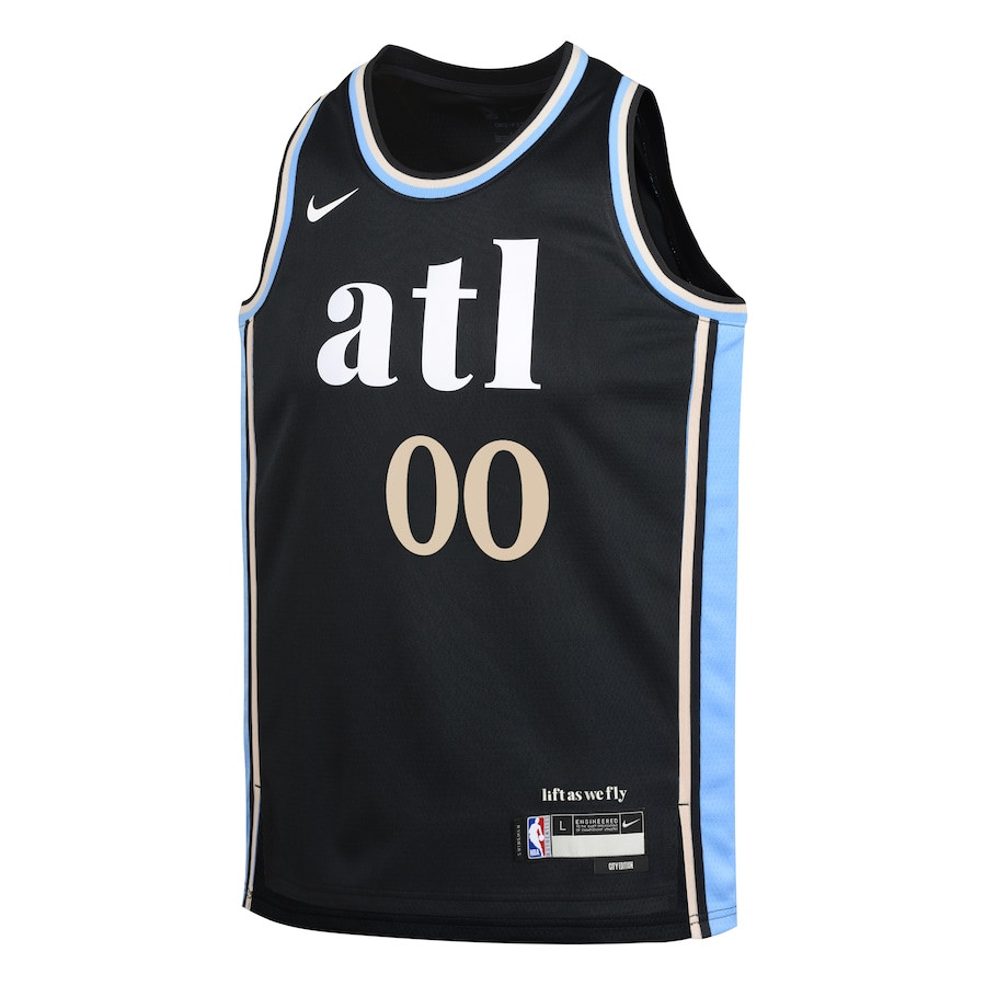 Alternative view of Atlanta Hawks 2023/24 City Edition Swingman Custom YOUTH Basketball Jersey - Black - JS552 