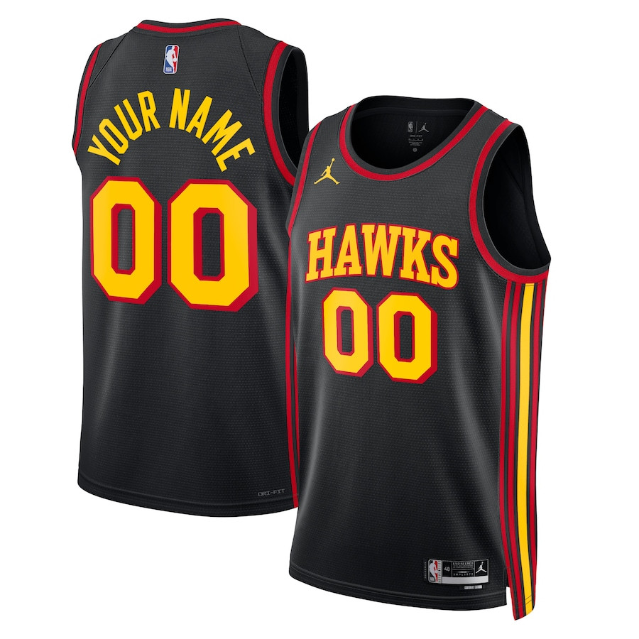 Atlanta Hawks 2023/24 Statement Swingman Custom Men Basketball Jersey - Black - JS627 