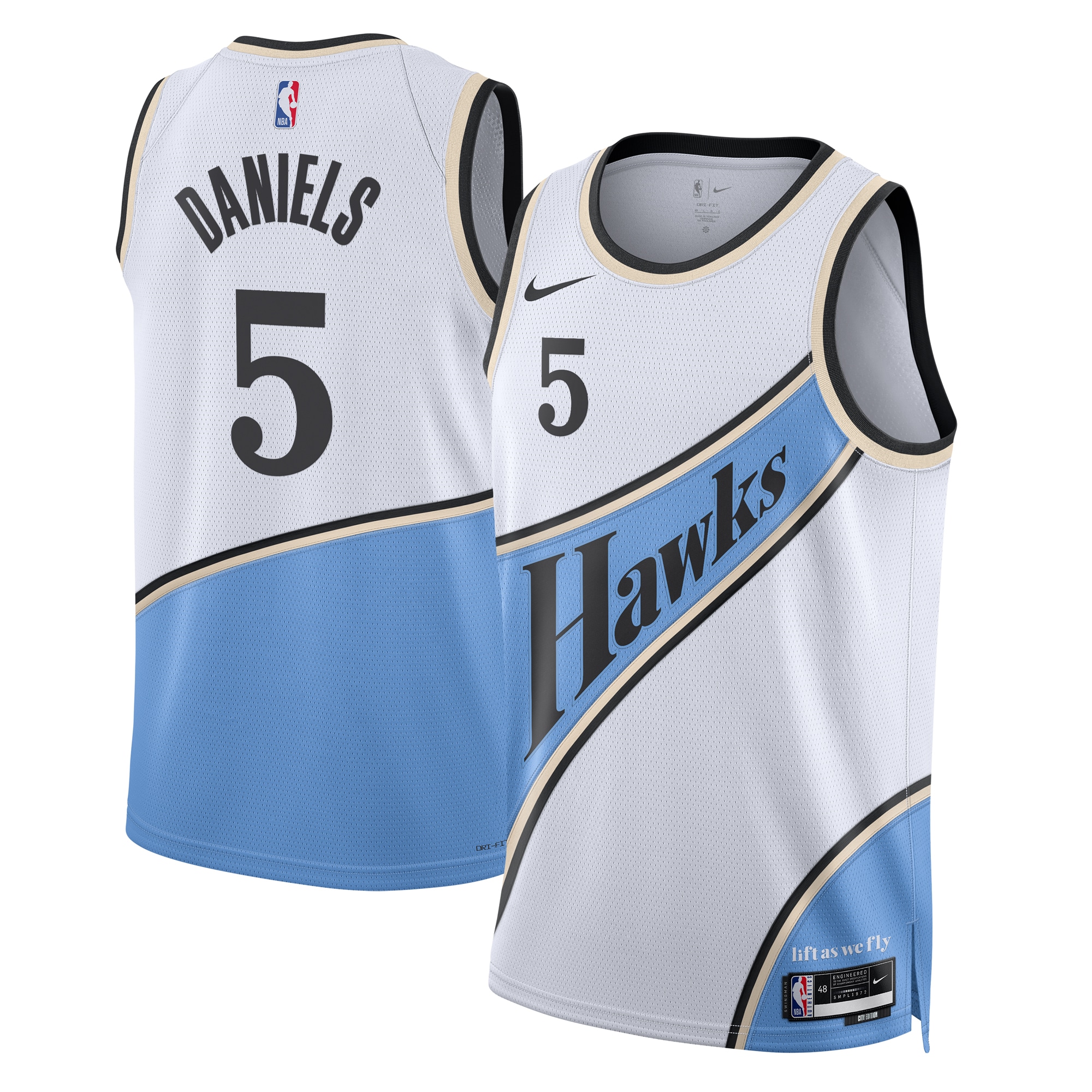 Atlanta Hawks City Edition Swingman Basketball Jersey 2024 - White - Dyson Daniels - Unisex - JS186 