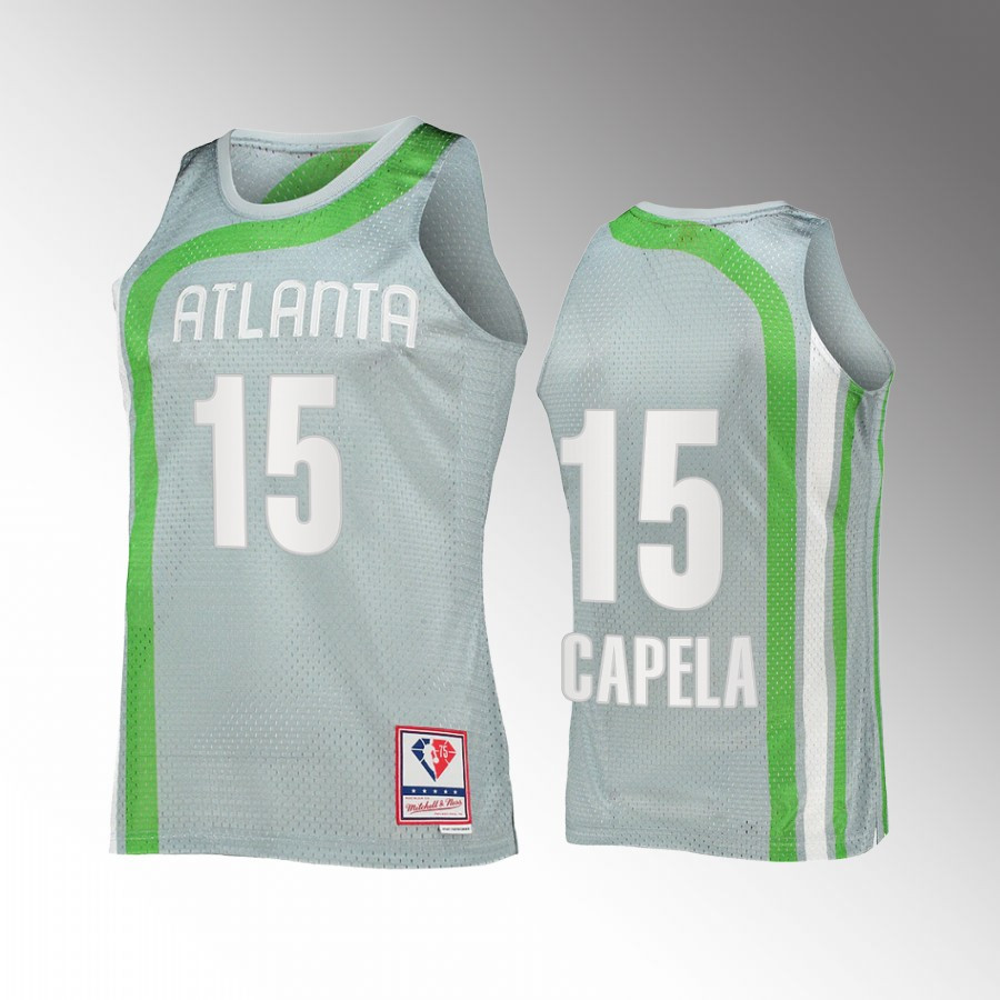 Atlanta Hawks Clint Capela 15 Hardwood Classics Sliver NBA 75th Basketball Jersey - JS289 