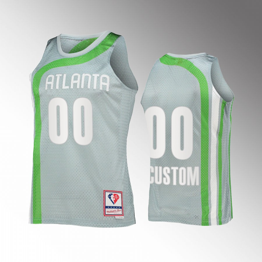 Atlanta Hawks Custom 00 Hardwood Classics Sliver NBA 75th Basketball Jersey - JS809 
