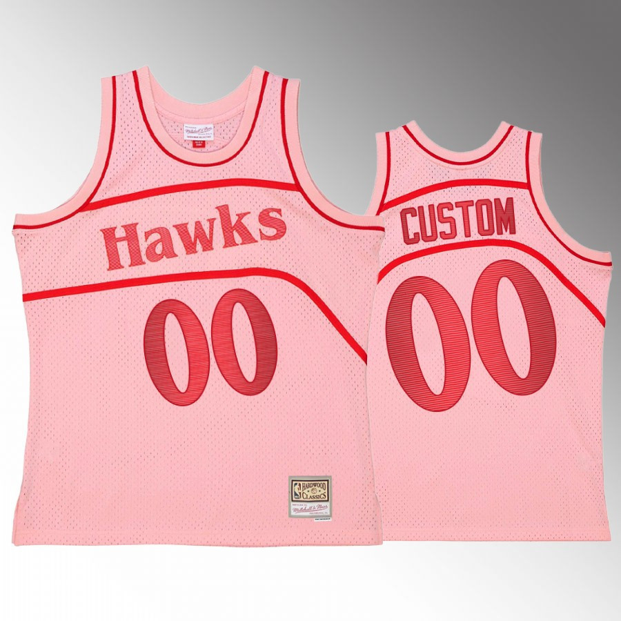 Atlanta Hawks Custom 00 Pink Space Knit Men Basketball Jersey Hardwood Classics - JS507 