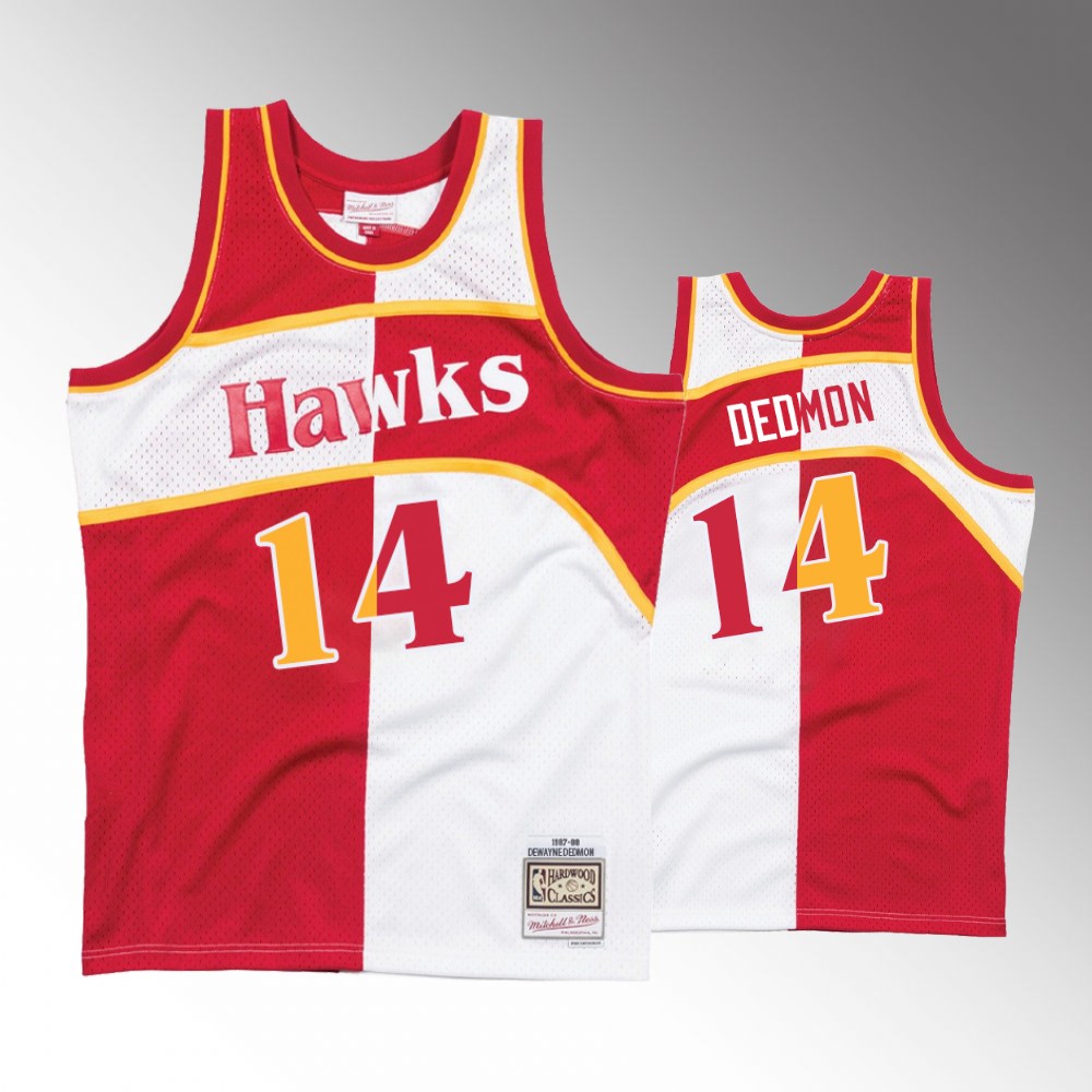 Atlanta Hawks Dewayne Dedmon White Red Split Basketball Jersey