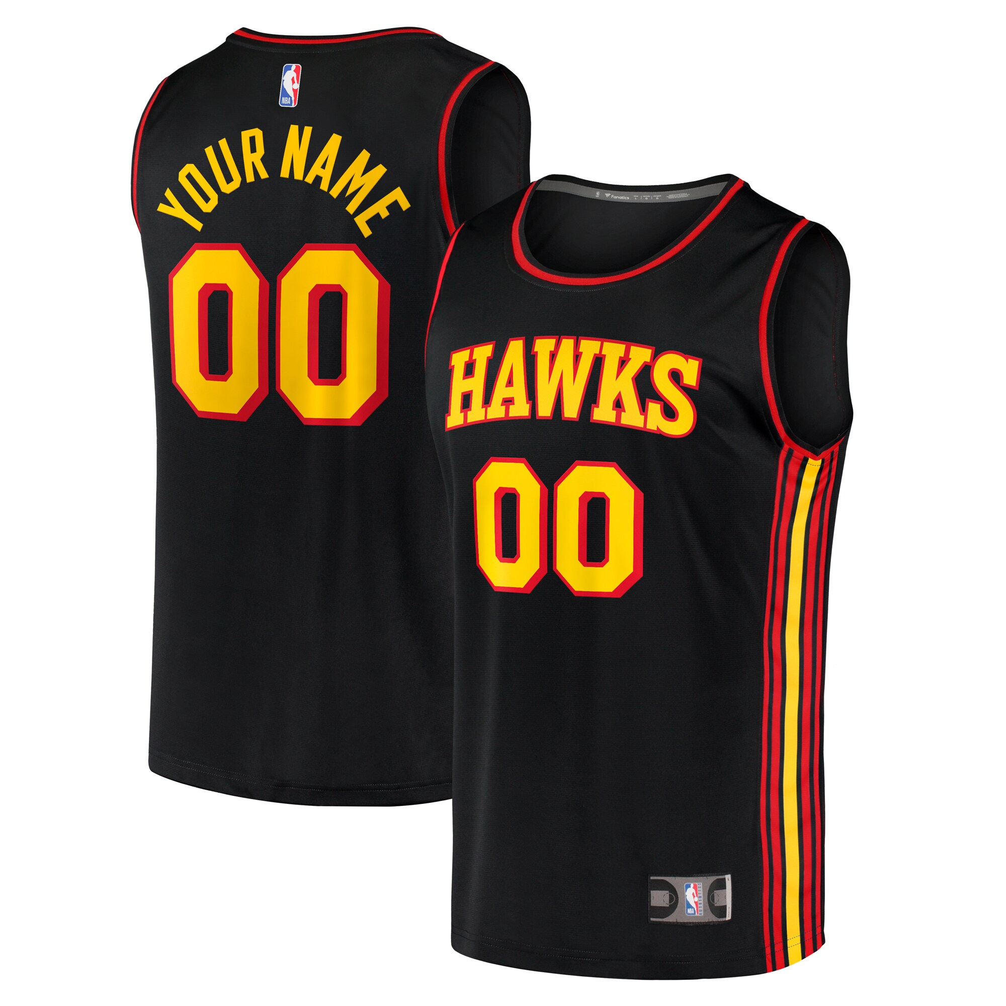 Atlanta Hawks Fanatics Youth Fast Break Replica Custom Basketball Jersey - Statement Edition - Black