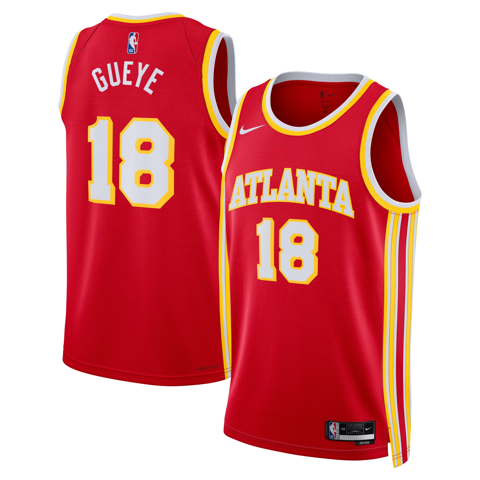 Atlanta Hawks Icon Edition Swingman Basketball Jersey - Red - Mouhamed Gueye - Unisex - JS230 