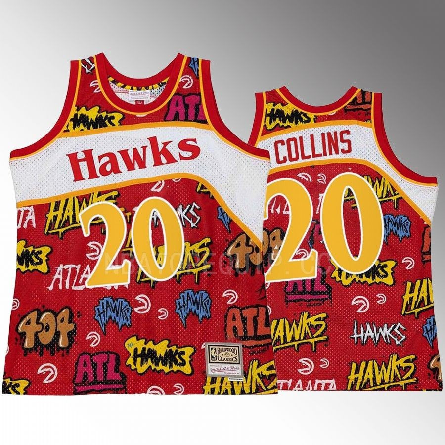 Atlanta Hawks John Collins 20 Slap Sticker Red Retro Swingman Basketball Jersey - JS802 