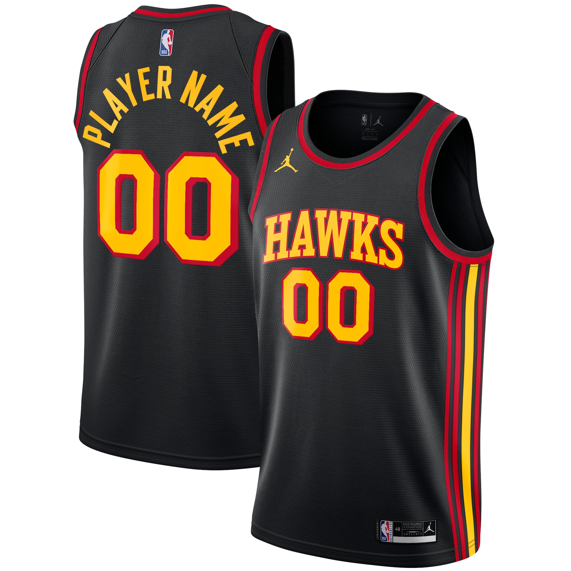 Atlanta Hawks Jordan Brand Swingman Custom Basketball Jersey - Statement Edition - Black