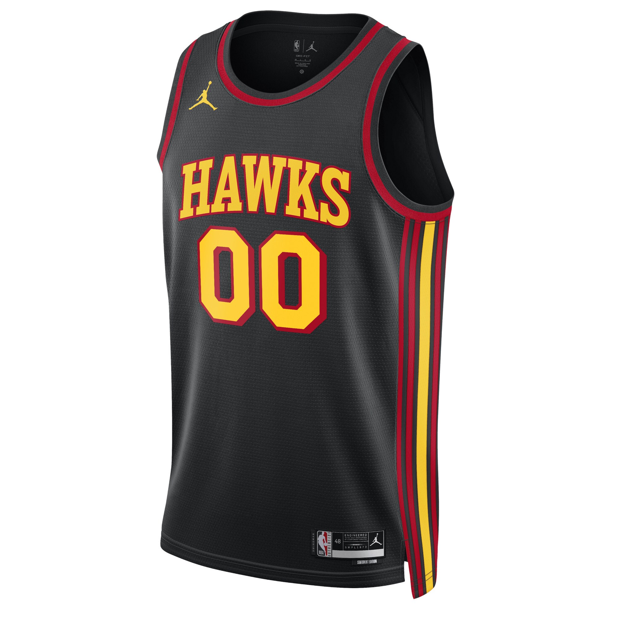 Alternative view of Atlanta Hawks Jordan Brand Unisex 2022/23 Swingman Custom Basketball Jersey - Statement Edition - Black