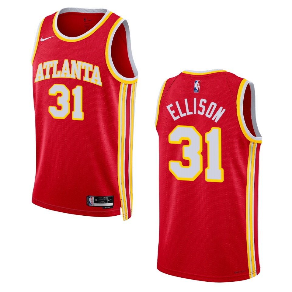 Atlanta Hawks Malik Ellison 2022-23 Icon Edition Red Swingman Basketball Jersey