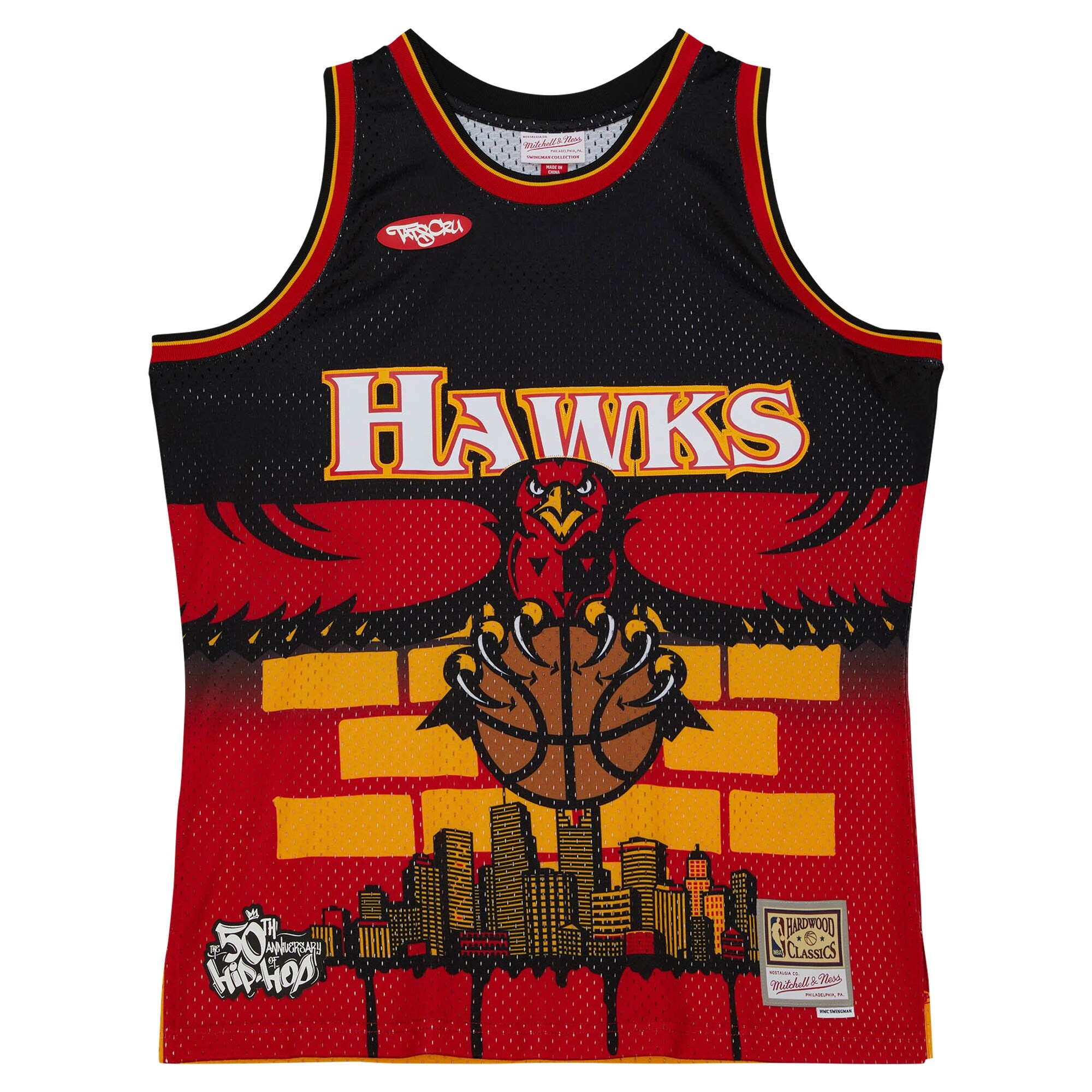 Alternative view of Atlanta Hawks Mitchell & Ness X Tats Cru Hardwood Classics Fashion Basketball Jersey - Black