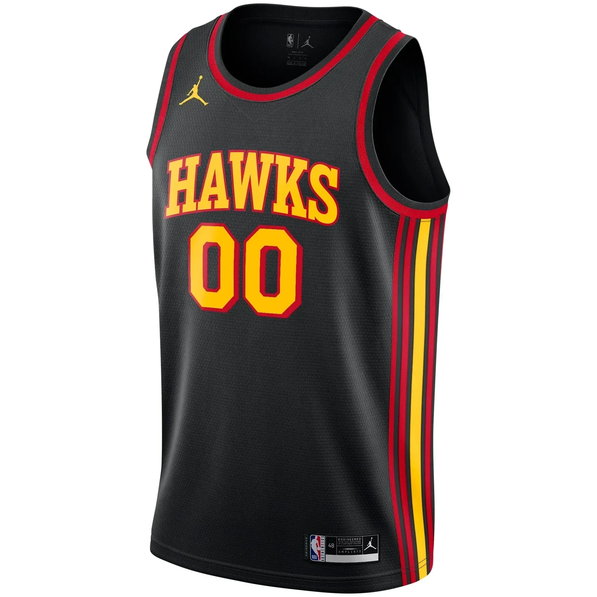 Alternative view of Atlanta Hawks Swingman Custom Basketball Jersey - Statement Edition - Black - JS122 