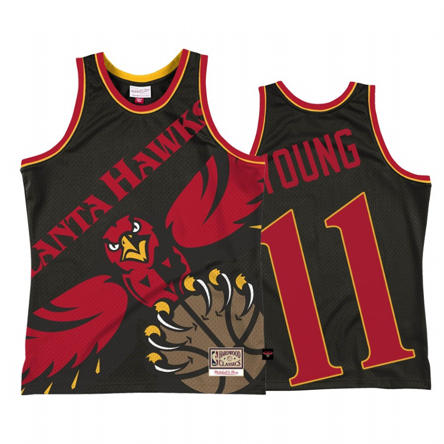 Atlanta Hawks Trae Young 11 Black Big Face 2.0 Basketball Jersey - JS389 