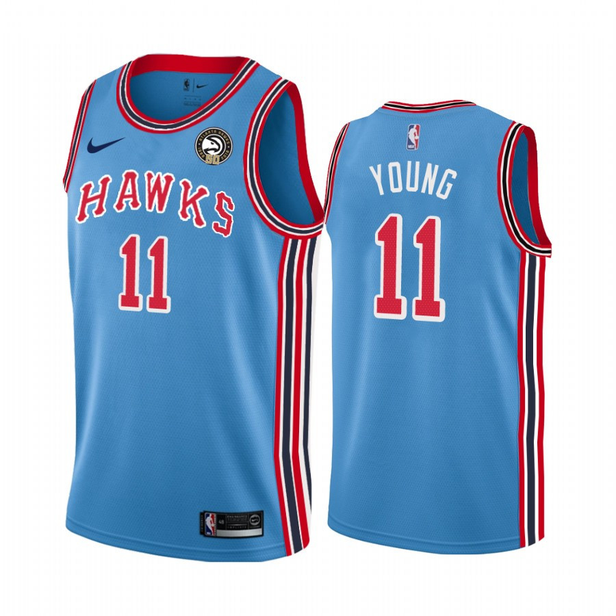 Atlanta Hawks Trae Young 11 Blue 50th Anniversary Classic Basketball Jersey - JS547 